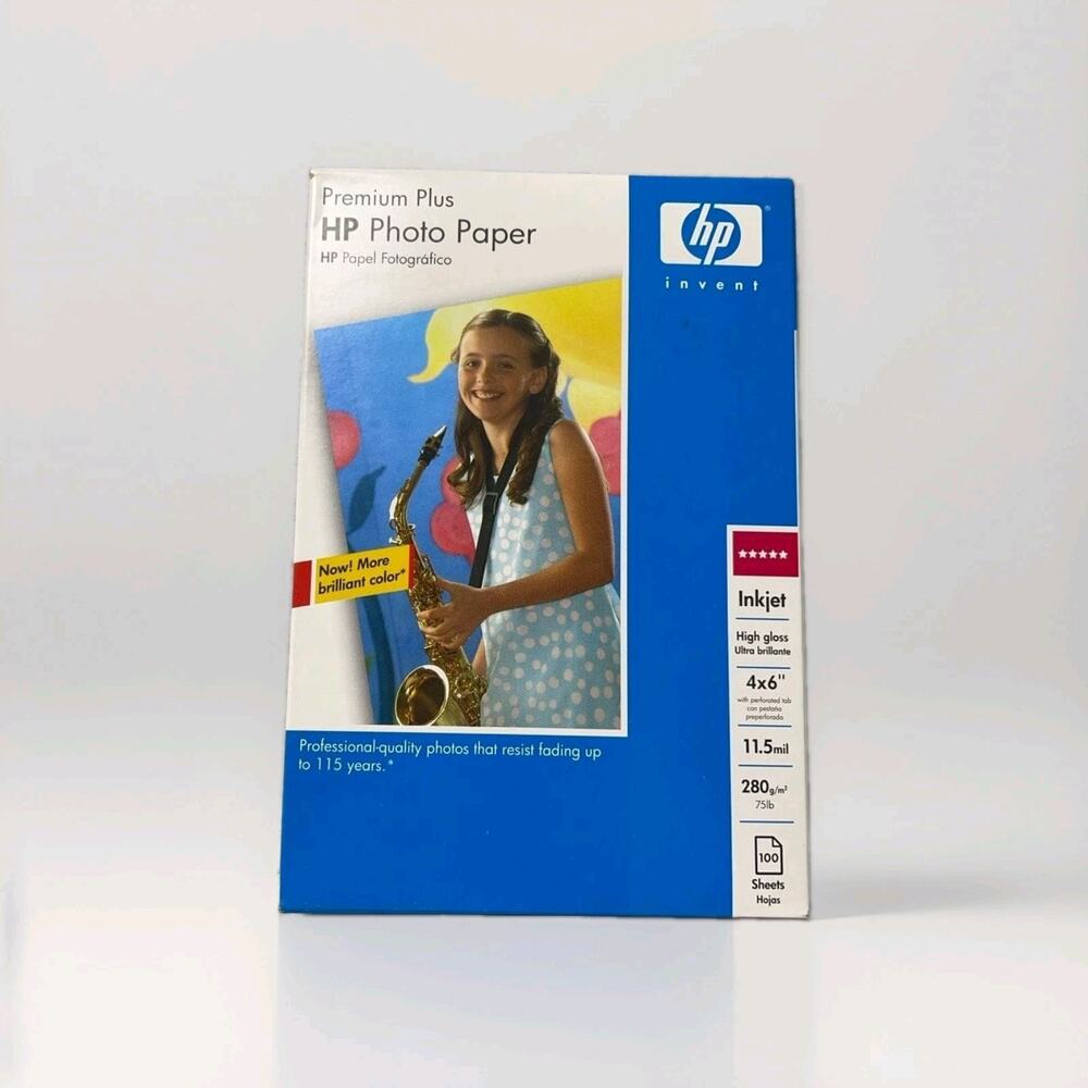 HP Premium Plus Photo Paper 4x6 High Gloss 100 Sheets Q5431A
